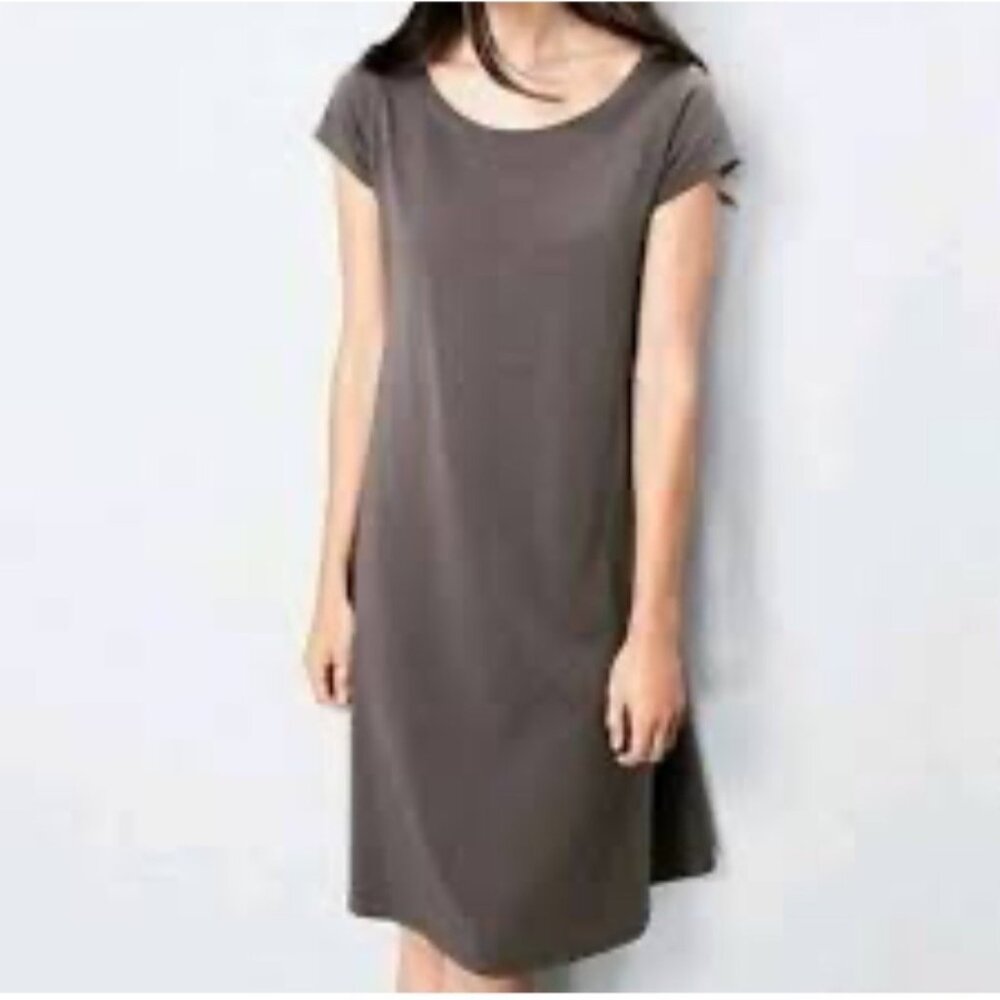 Eileen Fisher Tan Petite Short Sleeve Dress
